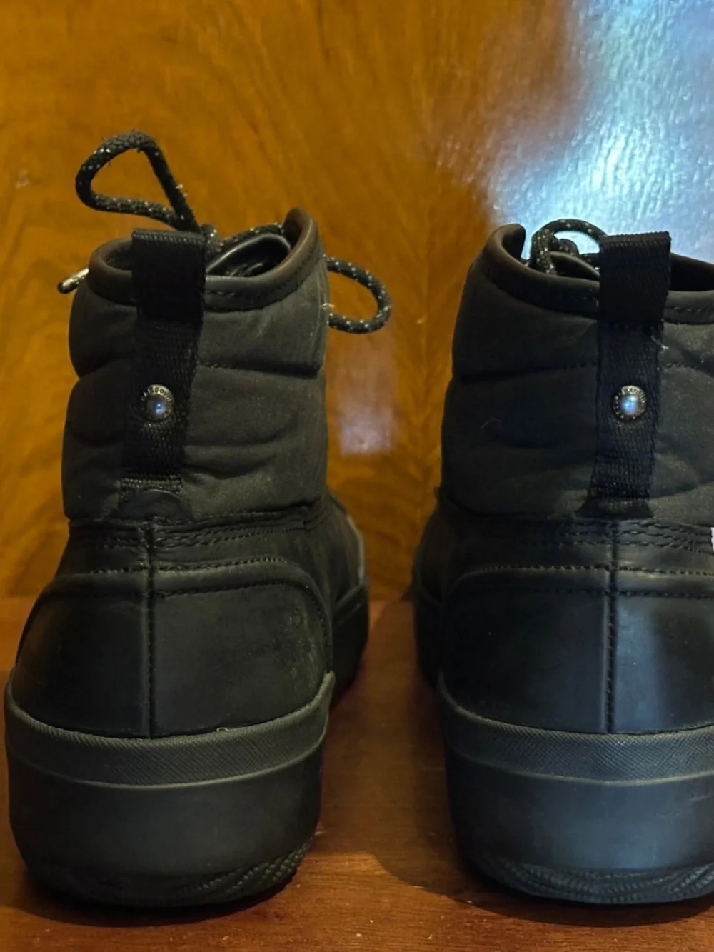 Barbour Black Leather Microfiber Shell Toe Rain Boots